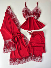 CONJUNTO ROBE E PIJAMA VERMELHO/BRANCO