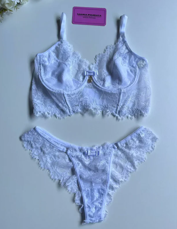 CAMISOLA EM TULE E CONJUNTO PAIXÃO BRANCO