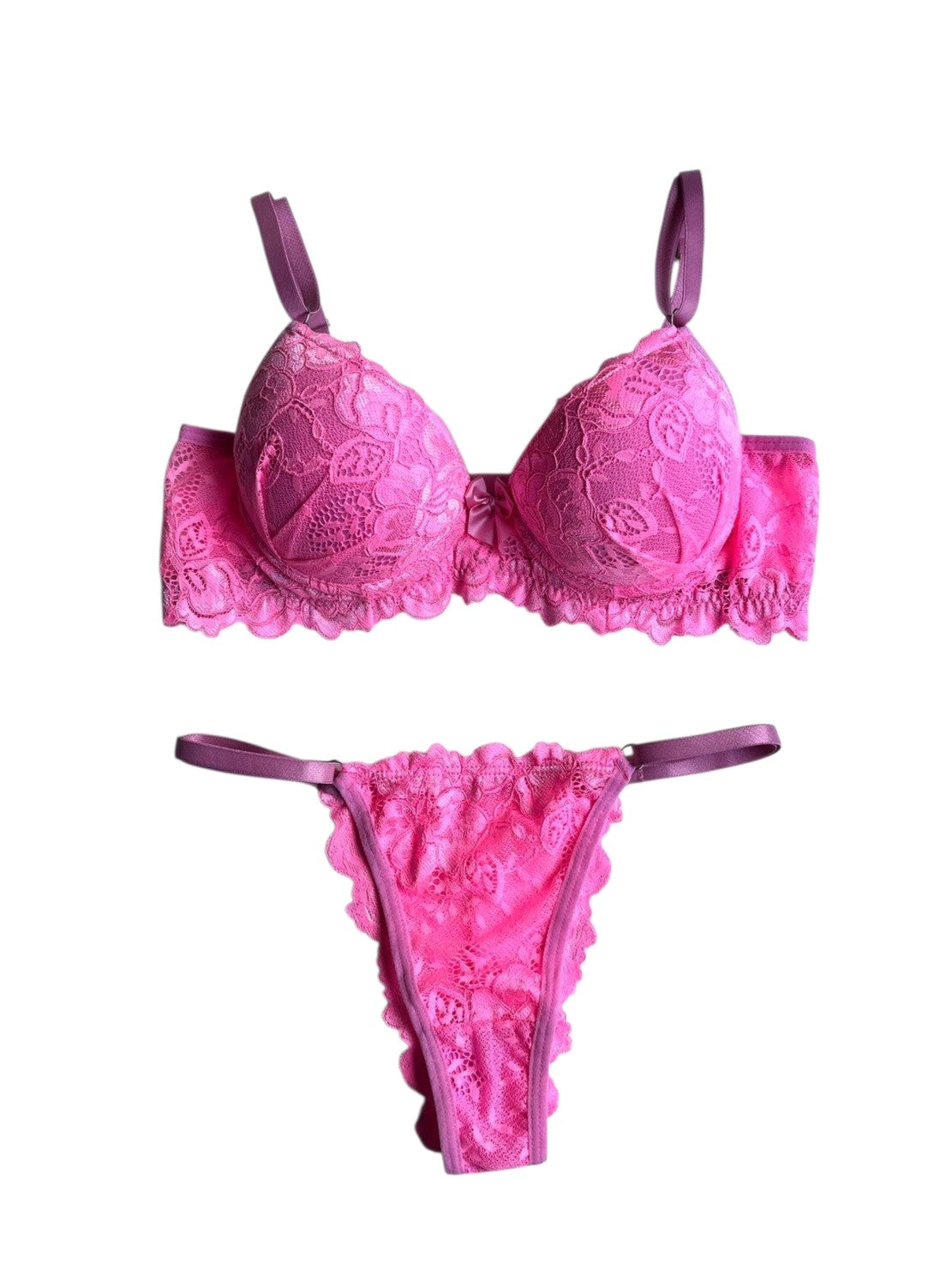 CONJUNTO DE LINGERIE RENDA ROSA