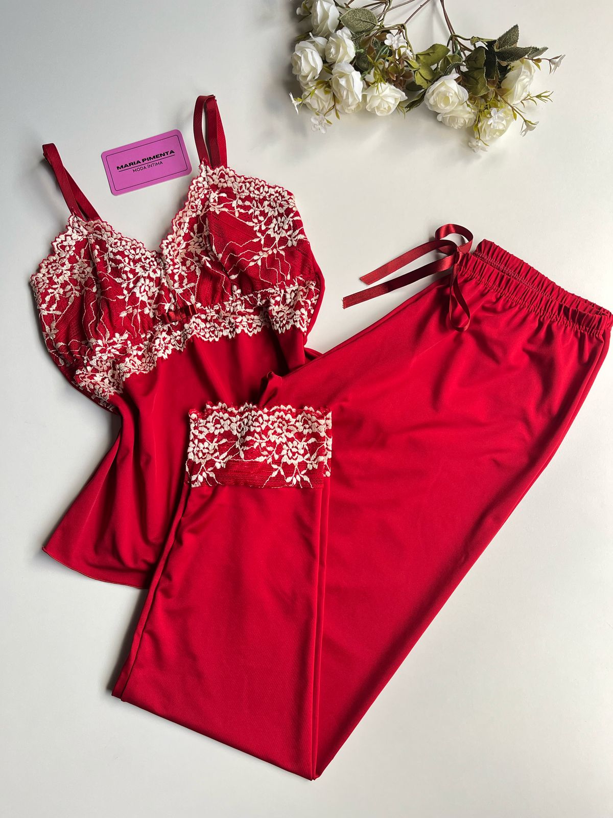 PIJAMA LUXO VERMELHO/BRANCO