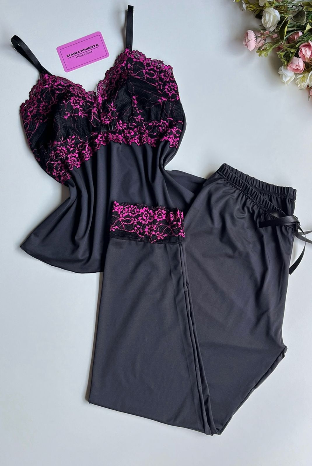 PIJAMA LUXO PRETO/PINK