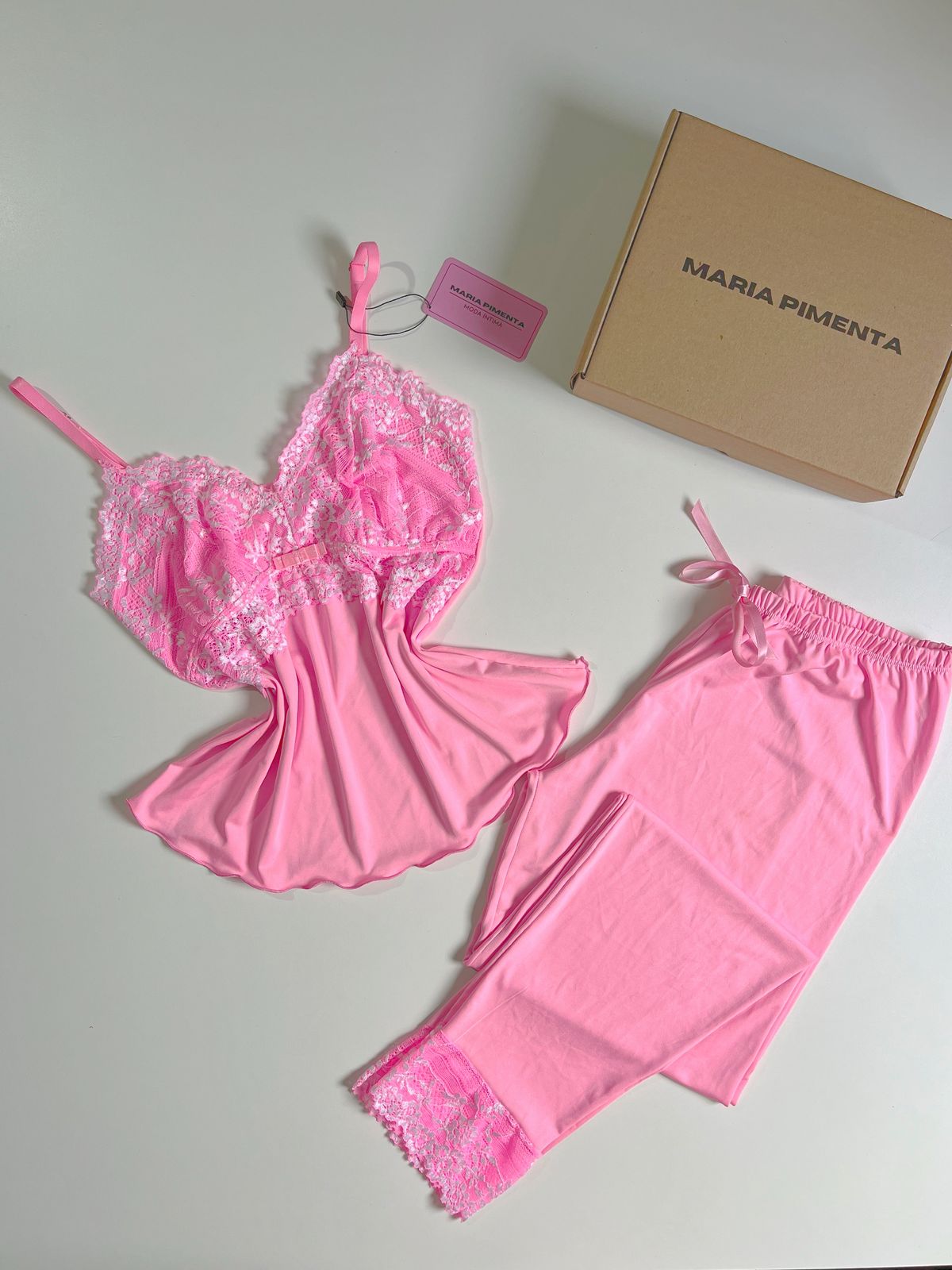 PIJAMA LUXO ROSA/BRANCO