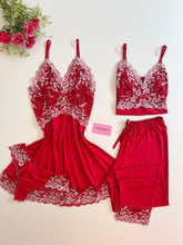 CONJUNTO CAMISOLA E PIJAMA VERMELHO/BRANCO