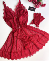 CAMISOLA CORAÇÕES EM TULE VERMELHO