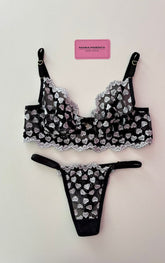 CONJUNTO EM TULE PRETO/BRANCO