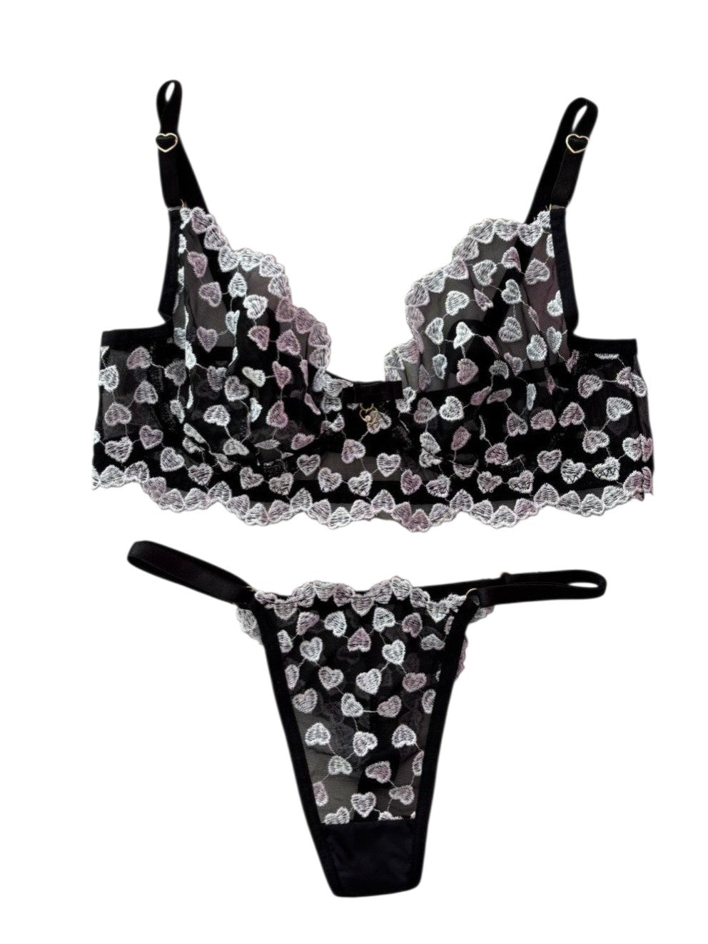 KIT CAMISOLA LUXO PRETO E CONJUNTO DE LINGERIE EM TULE PRETO