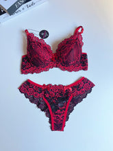 CONJUNTO RENDA BICOLOR VERMELHO/PRETO