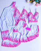 CONJUNTO ESPECIAL ROBE, CAMISOLA E BABY DOLL BRANCO/PINK