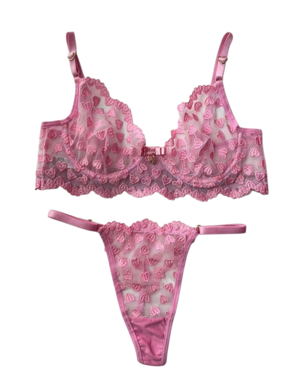 KIT CAMISOLA LUXO ROSA E CONJUNTO DE LINGERIE EM TULE ROSA