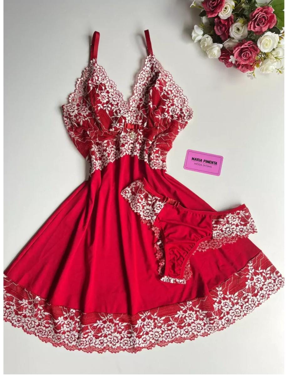 CAMISOLA VERMELHO/MARFIM