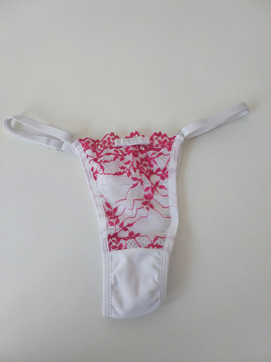 CALCINHA FIO DE REGULAGEM BRANCO/ROSA