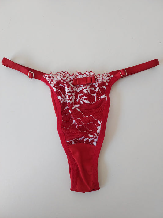 CALCINHA FIO DE REGULAGEM VERMELHO/BRANCO