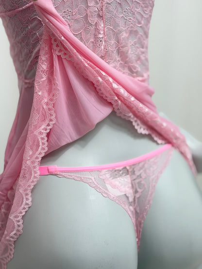 CAMISOLA EM TULE E CONJUNTO JASMINE ROSA