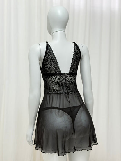 CAMISOLA EM TULE LOVERS PRETO