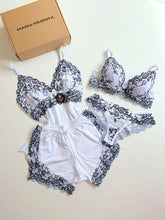 COMBO BABY DOLL E LINGERIE BRANCO/PRETO