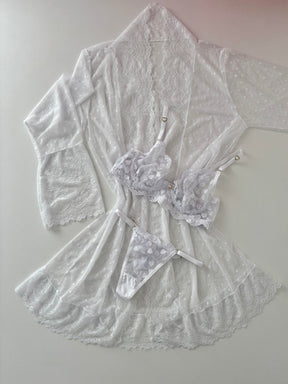CONJUNTO LOVE ROBE E LINGERIE BRANCO