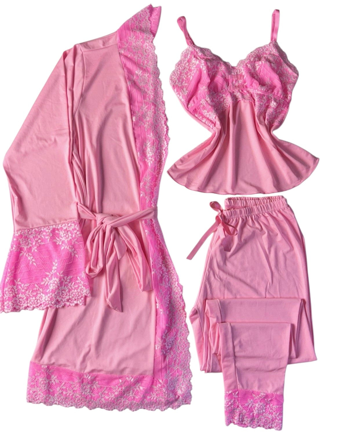 CONJUNTO ROBE E PIJAMA ROSA