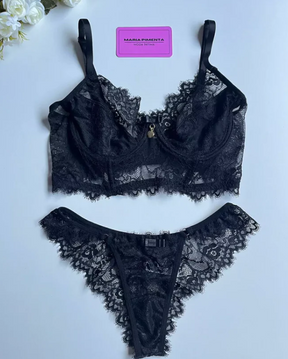 CAMISOLA EM TULE E CONJUNTO PAIXÃO PRETO