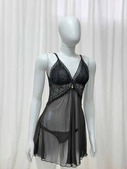 CAMISOLA EM TULE LOVERS PRETO