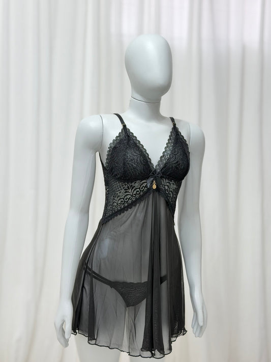 CAMISOLA EM TULE LOVERS PRETO