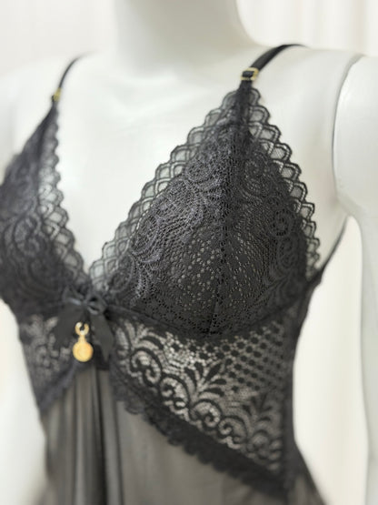 CAMISOLA EM TULE LOVERS PRETO
