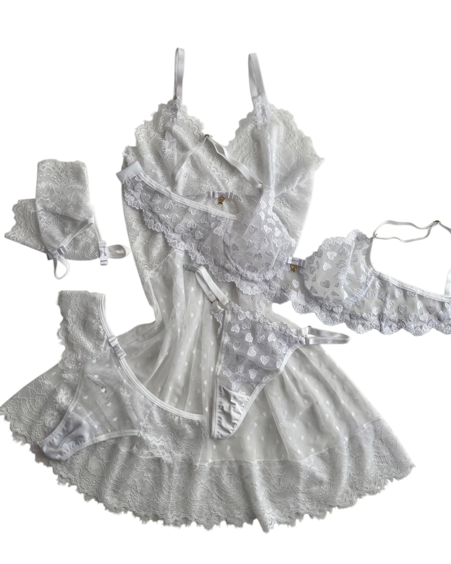 CONJUNTO LOVE CAMISOLA E LINGERIE BRANCO