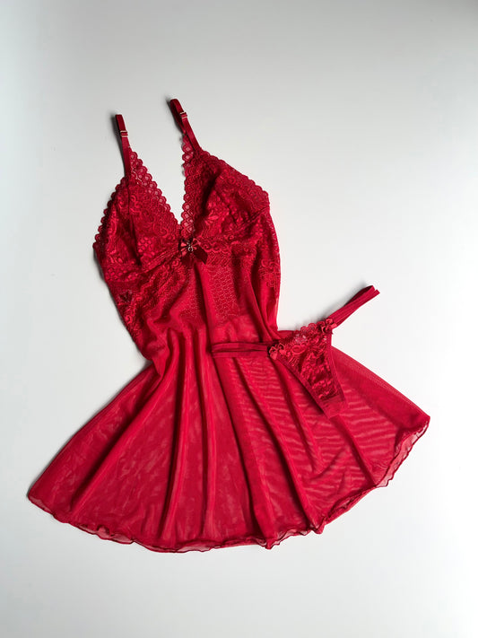 CAMISOLA EM TULE LOVERS VERMELHO