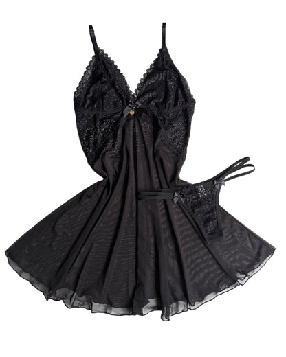 CAMISOLA EM TULE LOVERS PRETO