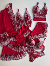 COMBO COMPLETO COM BABY DOLL VERMELHO/BRANCO