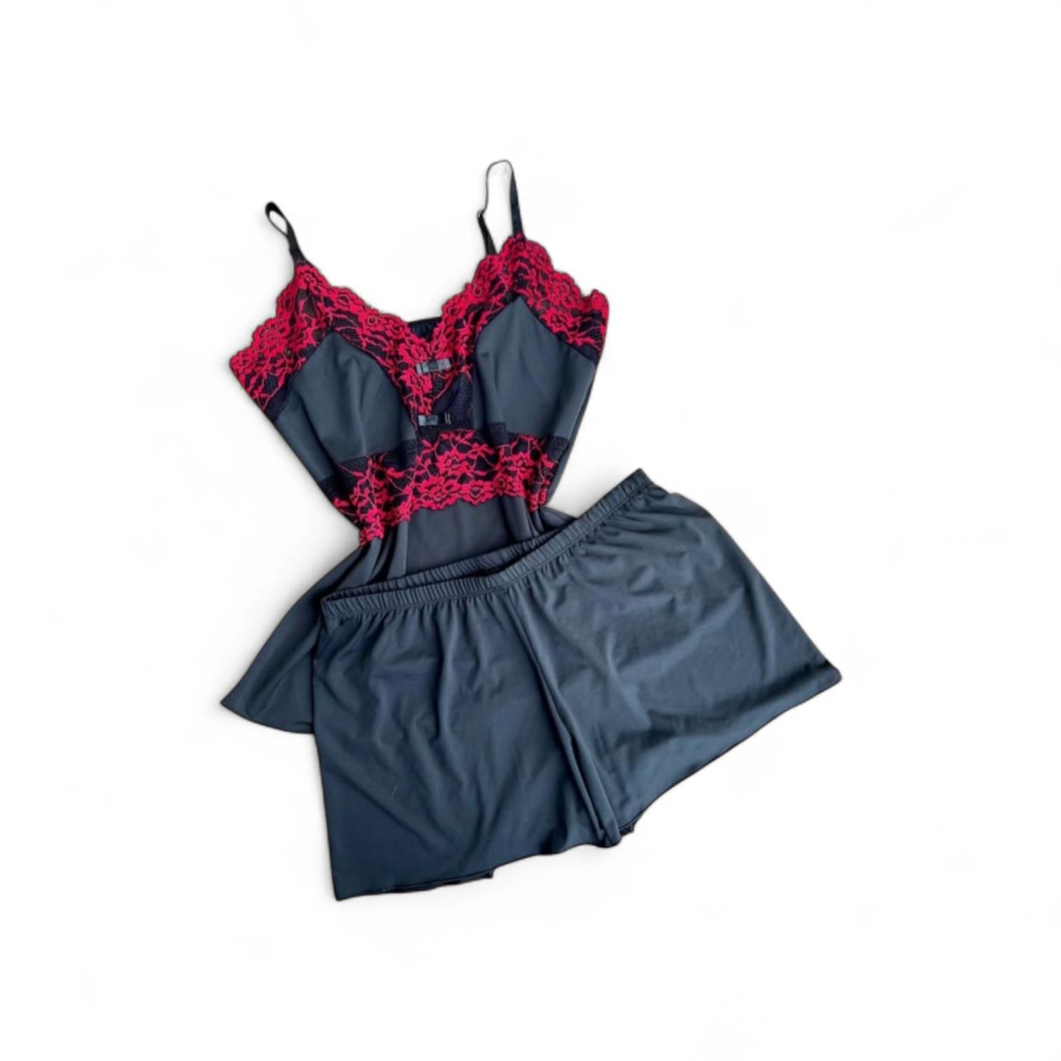 BABY DOLL GRAVATINHA PRETO/VERMELHO