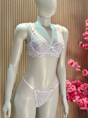 CONJUNTO LOVE CAMISOLA E LINGERIE BRANCO