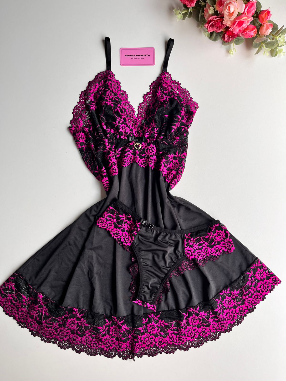 CAMISOLA PRETO/PINK