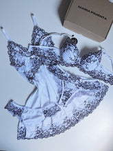 Camisola luxo e conjunto de lingerie Branco com preto