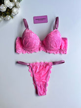 CONJUNTO DE LINGERIE RENDA  ROSA