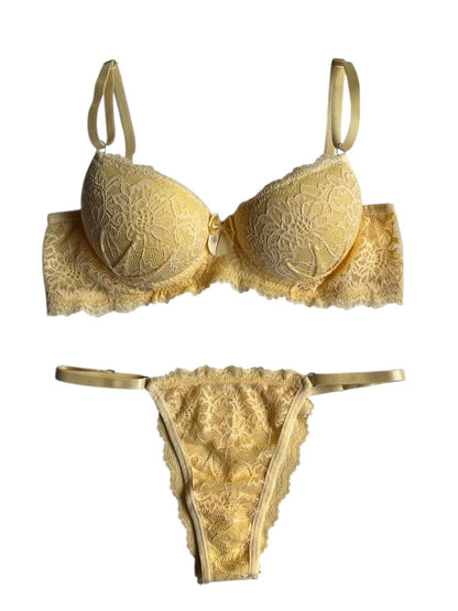 CONJUNTO DE LINGERIE RENDA AMARELO