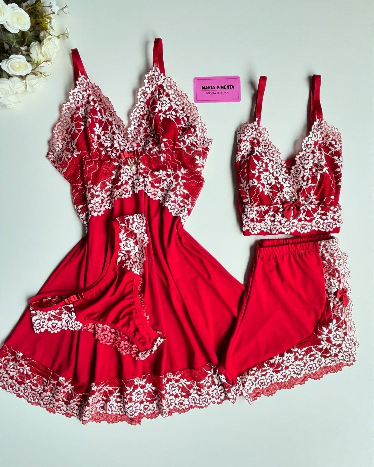CONJUNTO ESPECIAL LUXO VERMELHO/BRANCO