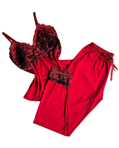 PIJAMA LUXO VERMELHO/PRETO