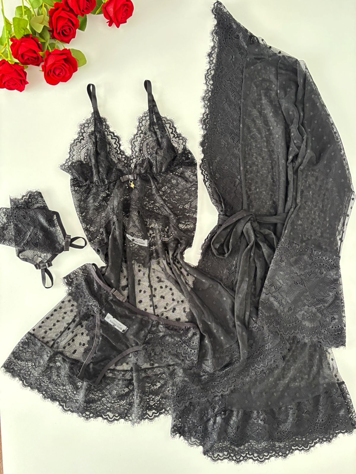 CONJUNTO CORAÇÕES PRETO