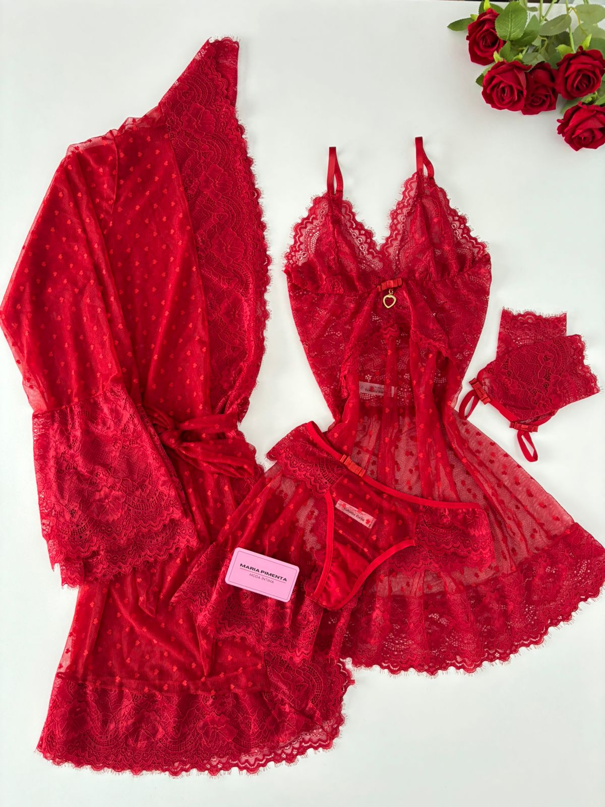 CONJUNTO CORAÇÕES VERMELHO
