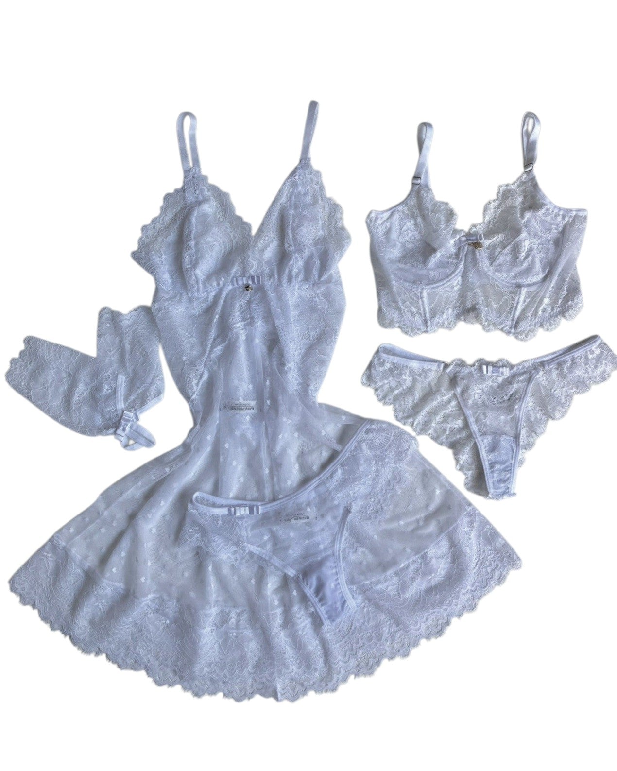 CAMISOLA EM TULE E CONJUNTO PAIXÃO BRANCO
