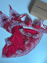 Camisola luxo e conjunto de lingerie Vermelho com branco