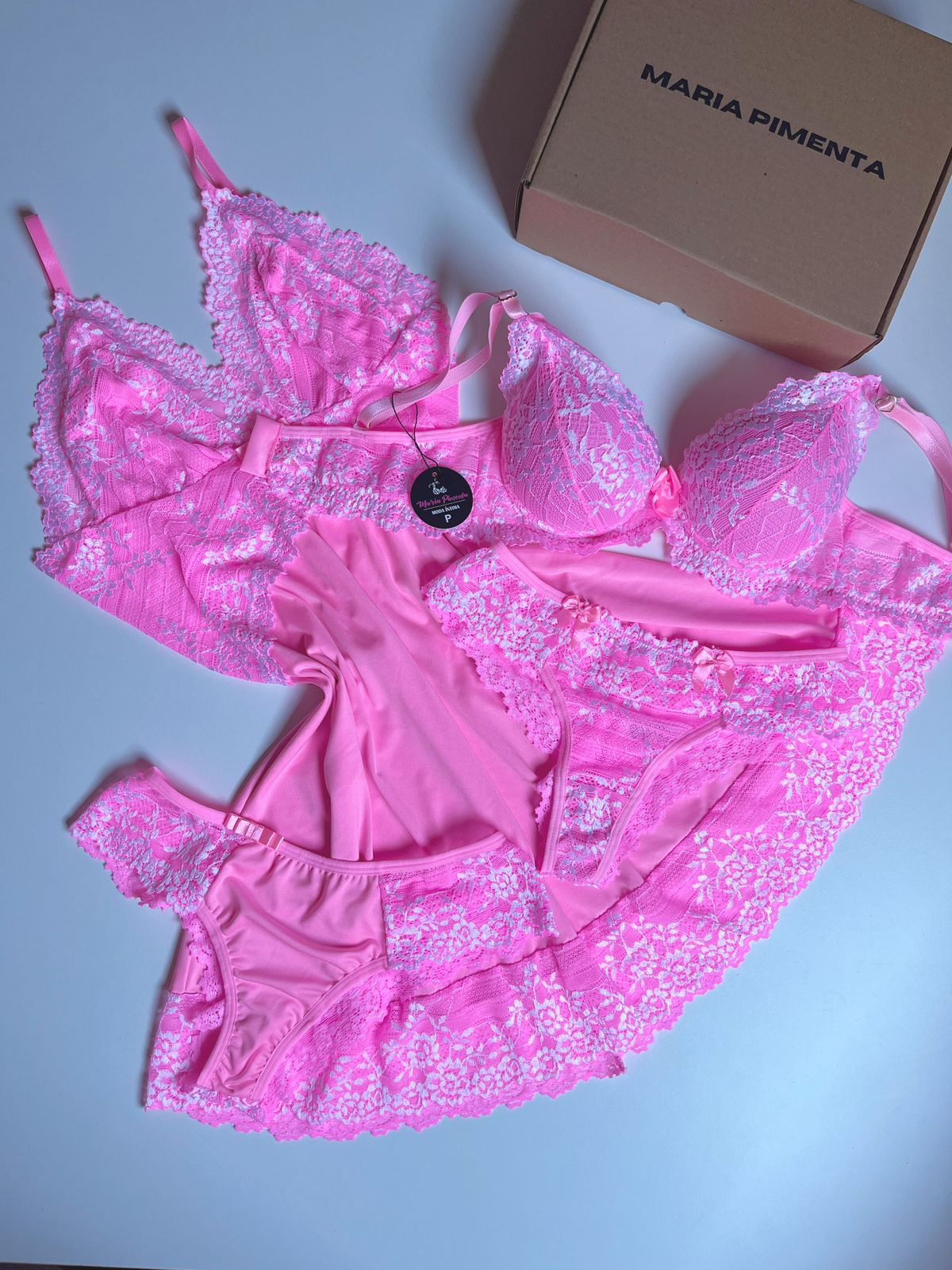 Camisola luxo e conjunto de lingerie Rosa