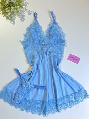 CAMISOLA COM CALCINHA FIO AZUL