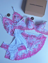 Camisola luxo e conjunto de lingerie Branco/Pink