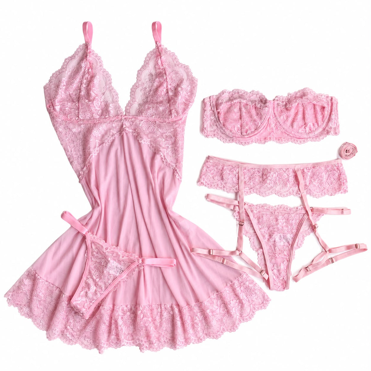 CAMISOLA EM TULE E CONJUNTO JASMINE ROSA