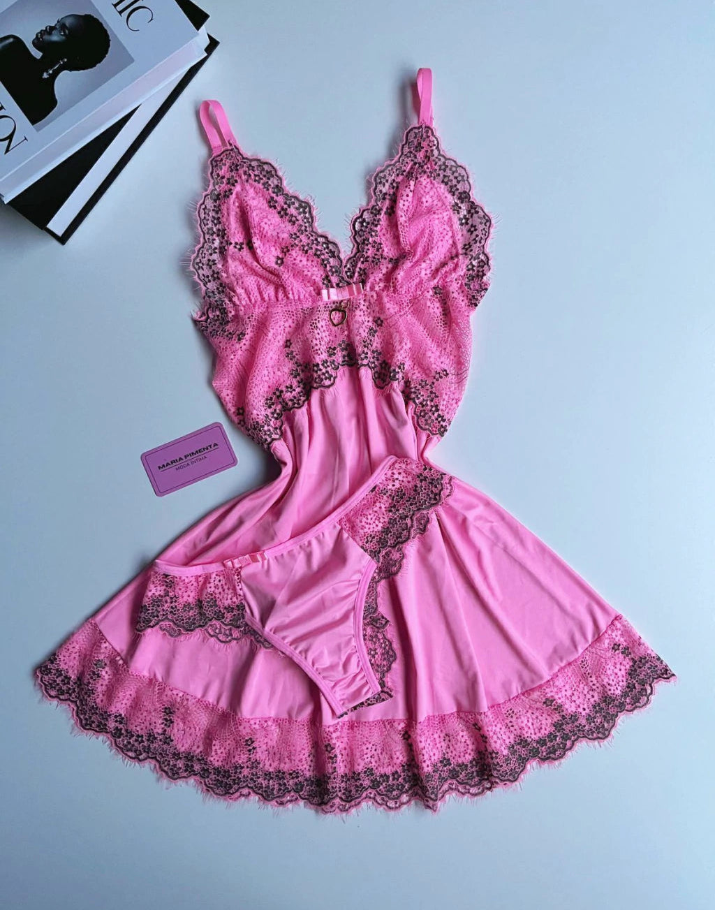 CAMISOLA ROSA/PRETO