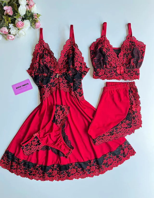 CONJUNTO ESPECIAL LUXO VERMELHO/PRETO