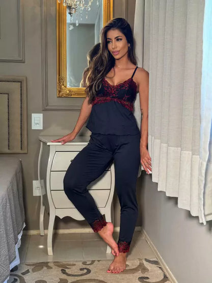 PIJAMA LUXO PRETO/VERMELHO